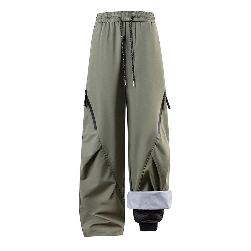 潮牌戶外三合一加厚羽絨衝鋒褲男女款防風保暖直筒工裝褲