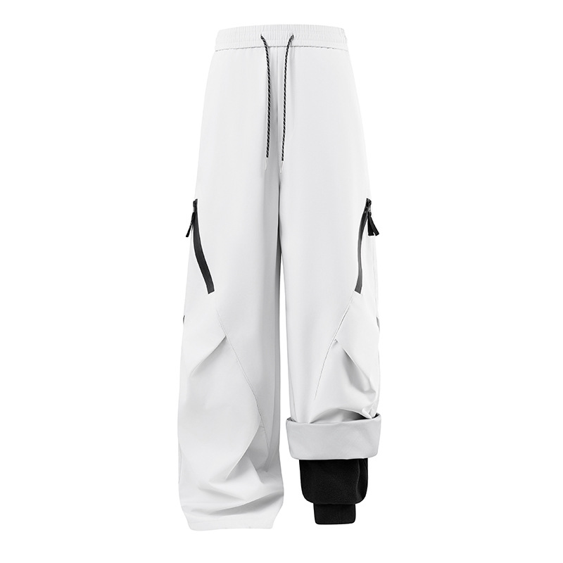 潮牌戶外三合一加厚羽絨衝鋒褲男女款防風保暖直筒工裝褲