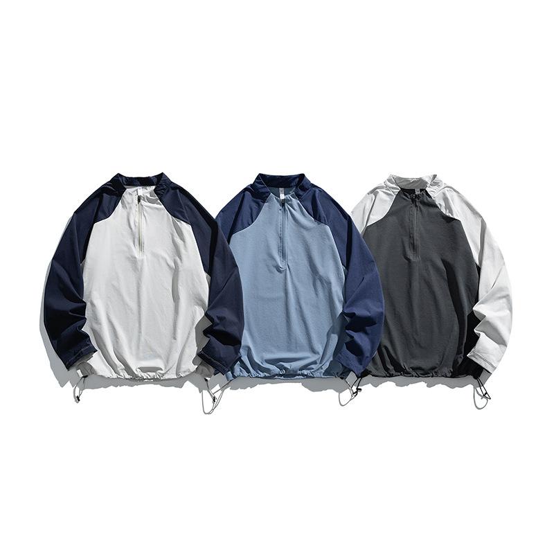 潮牌山系戶外運動速幹長袖T恤男吸溼排汗抗紫外線拉鍊登山服