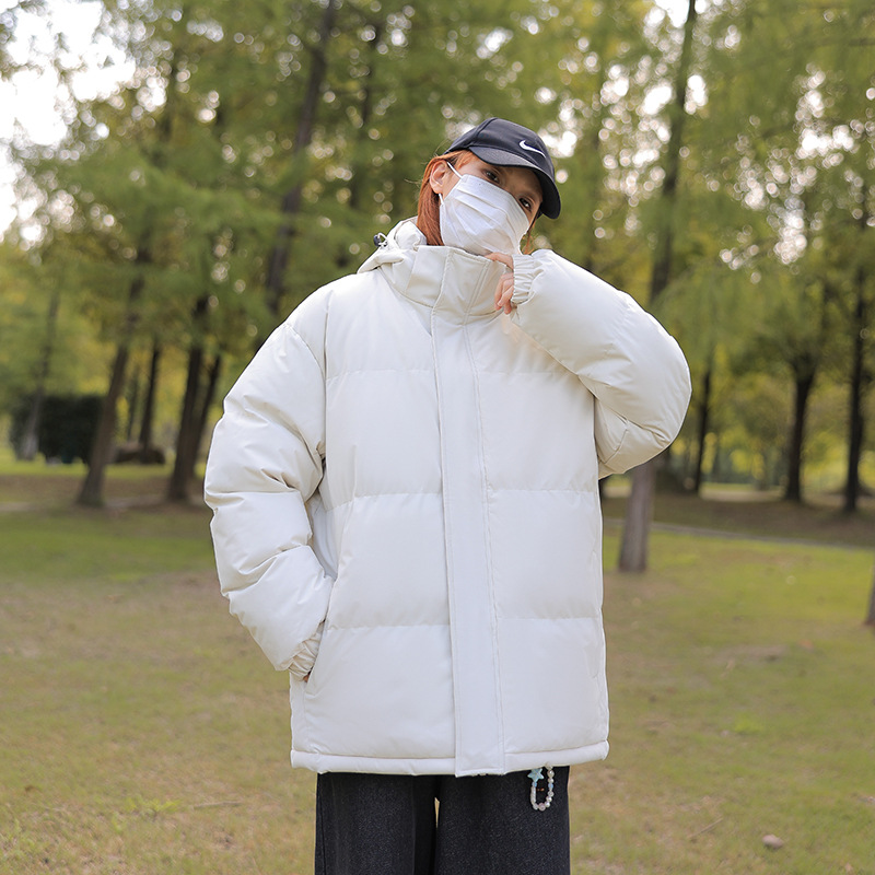 潮牌冬季紅色加厚棉服男保暖寬鬆連帽情侶款韓版麵包服外套