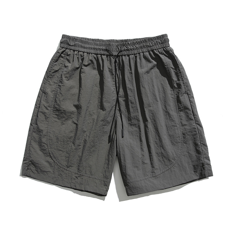 夏季復古防水純色運動冰絲短褲男潮牌寬鬆闊腿休閒五分褲子
