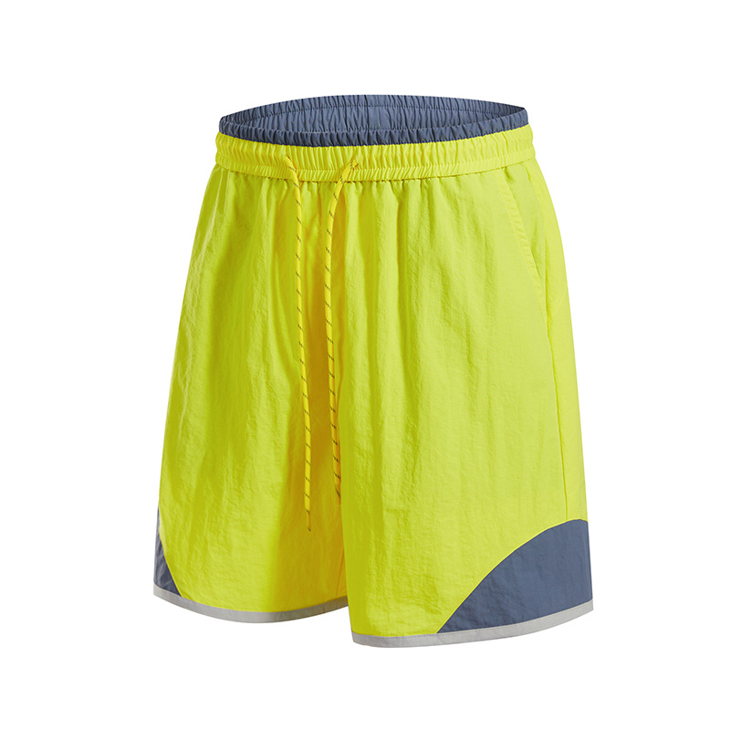 潮牌夏季拼接速幹短袖套裝男圓領吸溼排汗健身運動T恤五分褲