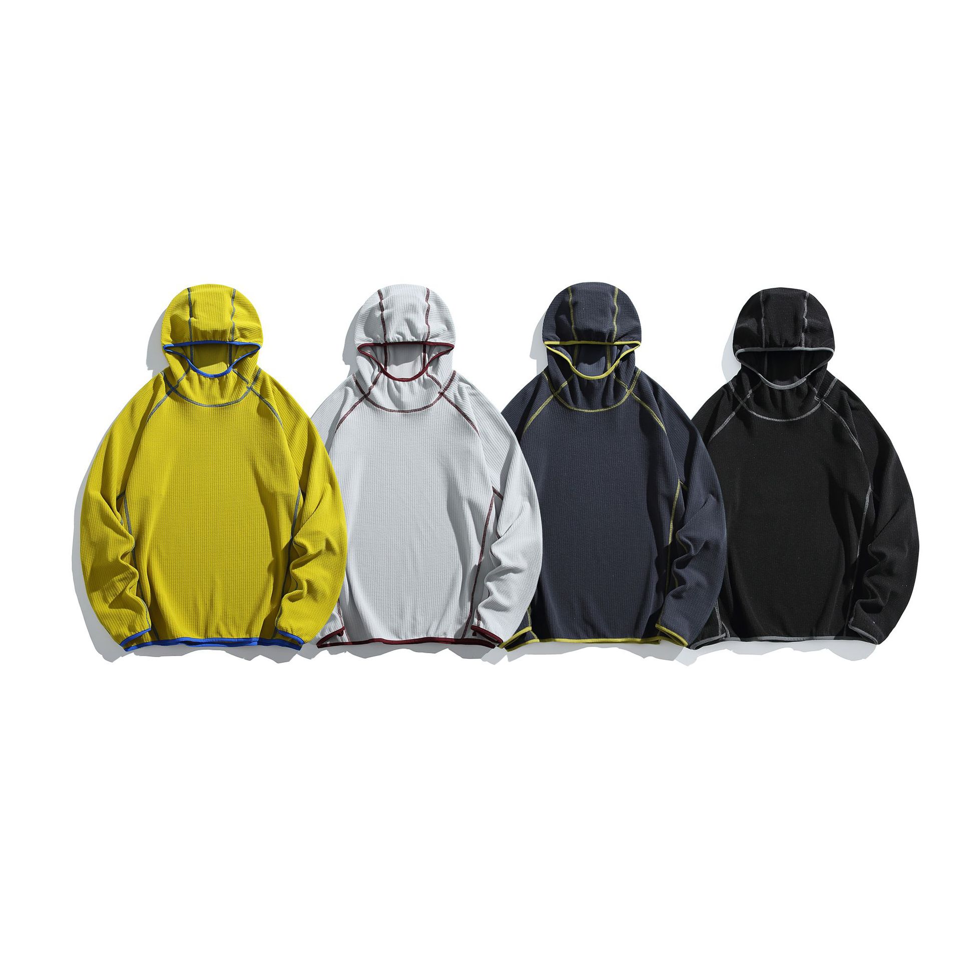 潮牌戶外哈蘇線連帽圓領衛衣男女款保暖鎖溫抓絨長袖T恤上衣