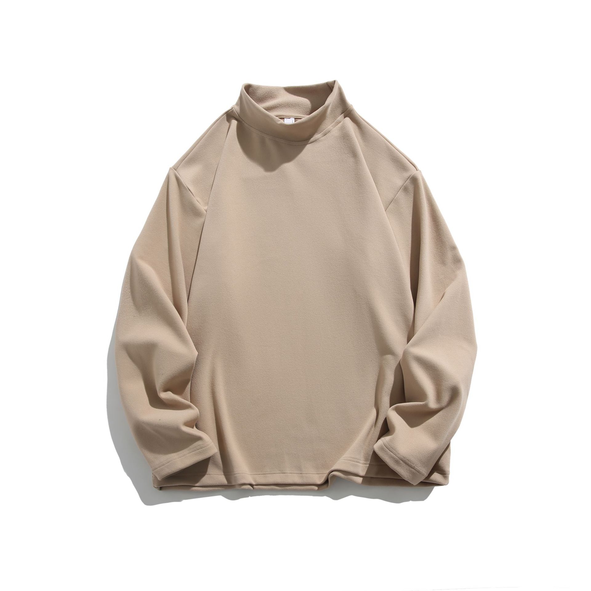 潮牌秋冬保暖加厚德絨長袖T恤男女打底衫圓領情侶內搭上衣