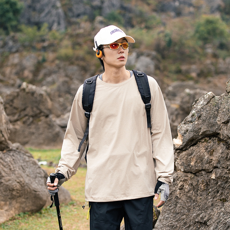 IZEXX潮牌山系戶外運動速幹長袖T恤輕薄吸濕彈力抗皺休閒運動上衣