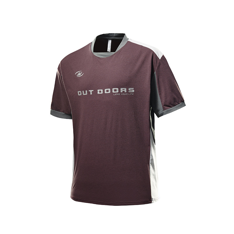 潮牌夏季通勤短袖T恤男運動速乾撞色拼接寬鬆休閒情侶上衣