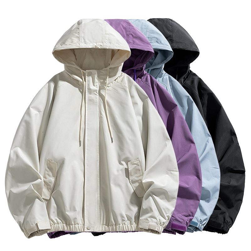 潮牌山系戶外運動防風夾克男寬鬆拼接情侶款百搭防潑水外套