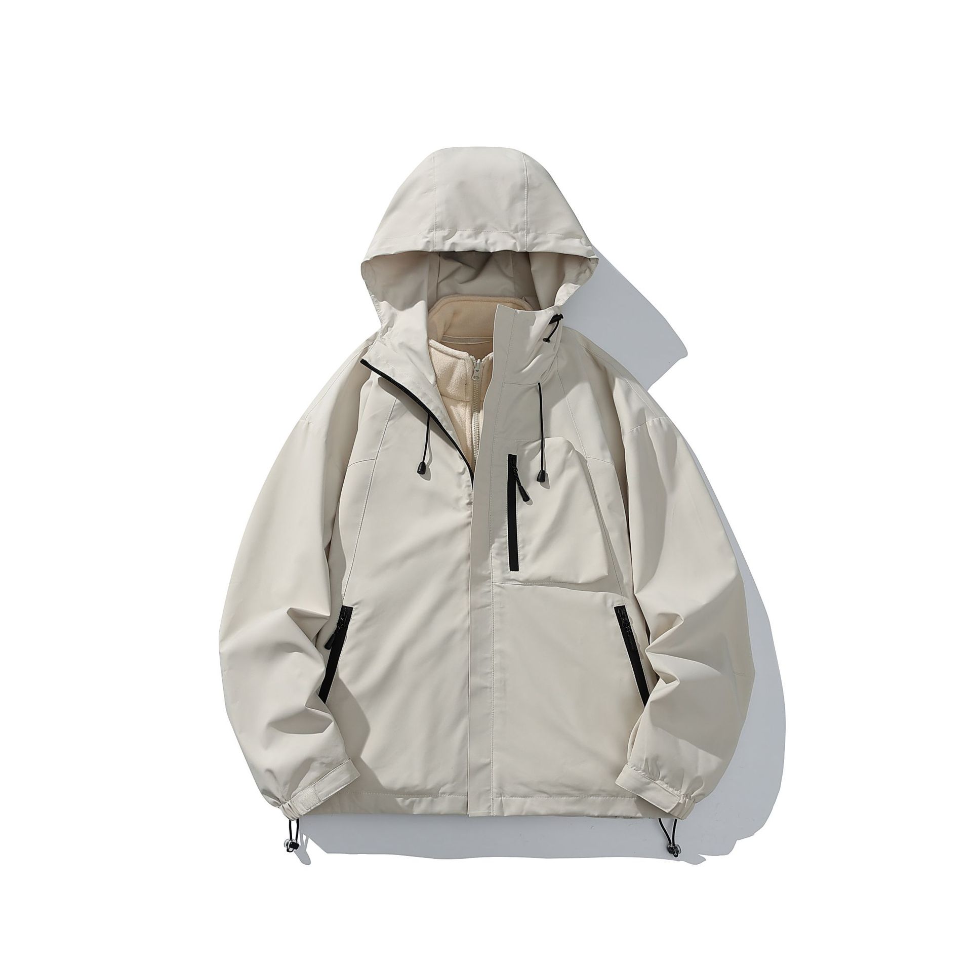 潮牌戶外運動防風三合一衝鋒衣輕薄羽絨服男女款搖粒絨外套