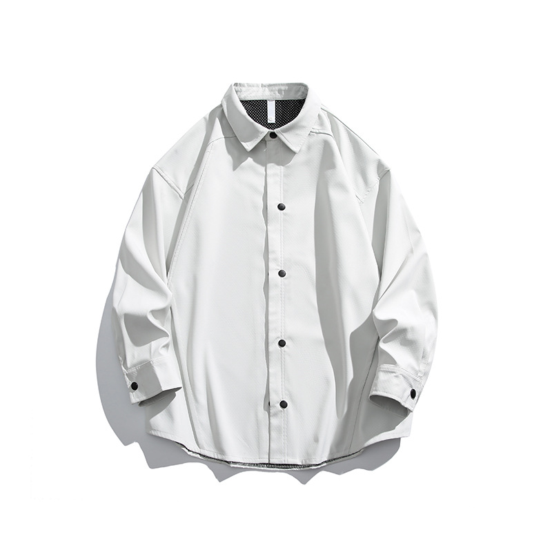 潮牌山系戶外衝鋒襯衫防水防風純色紐扣上衣休閒寬鬆男女款