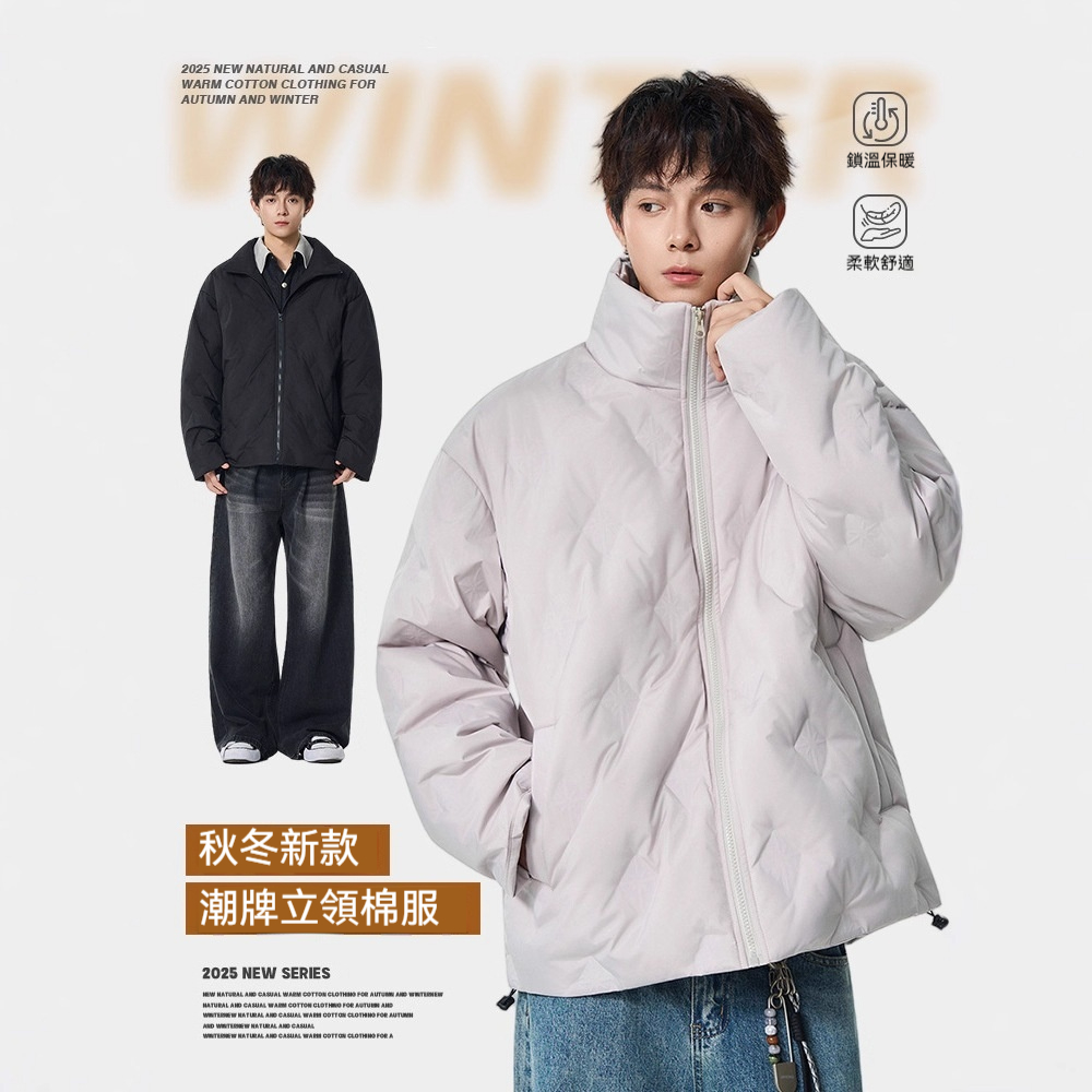 潮牌冬季防寒保暖加厚棉衣男女立領麵包服夾克棉服棉襖外套