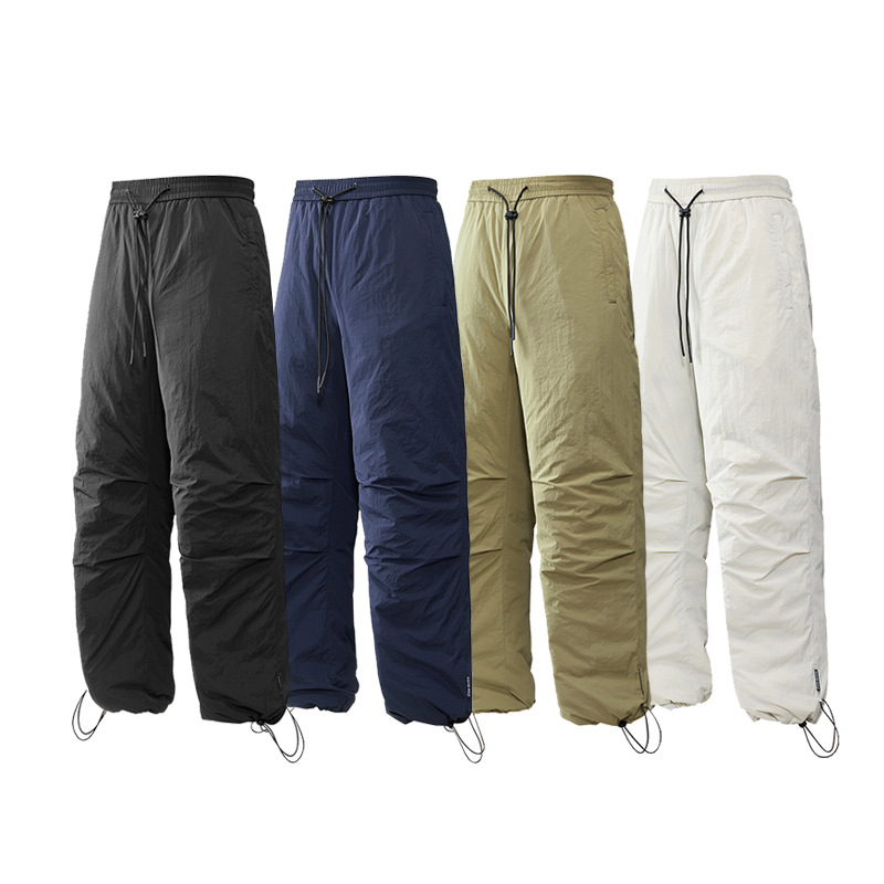 IZEXX潮牌軟殼羽絨褲白鴨絨直筒褲男外穿冬季百搭寬鬆情侶休閒褲