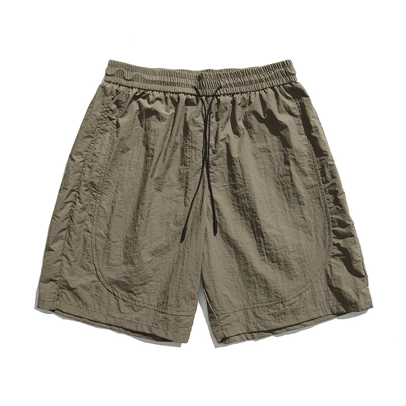 夏季復古防水純色運動冰絲短褲男潮牌寬鬆闊腿休閒五分褲子