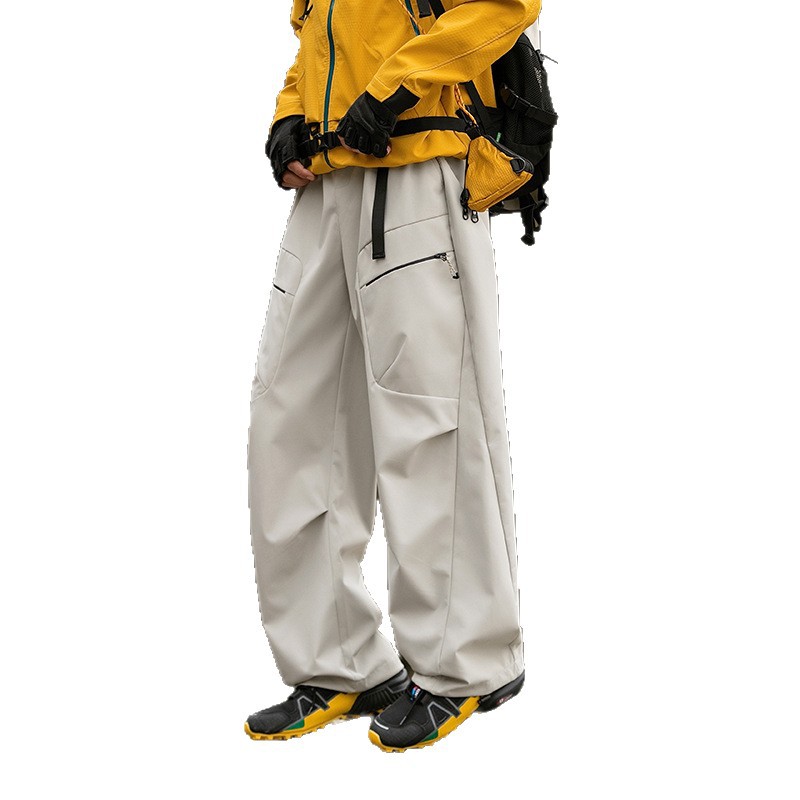 IZEXX潮牌戶外三合一加厚羽絨衝鋒褲男女款防風保暖直筒工裝褲