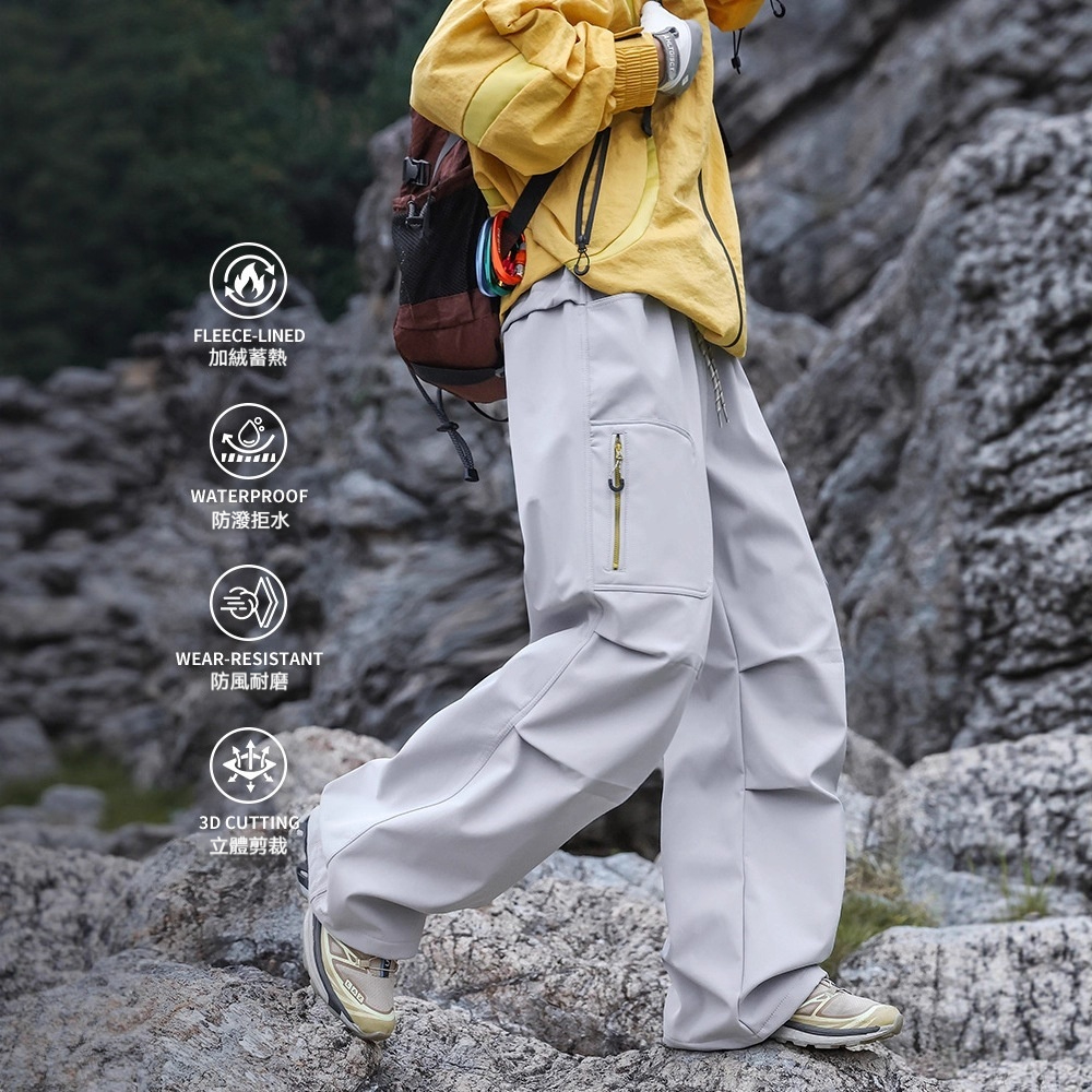 潮牌戶外登山耐磨三防潑水衝鋒褲男女徒步速幹直筒工裝褲子