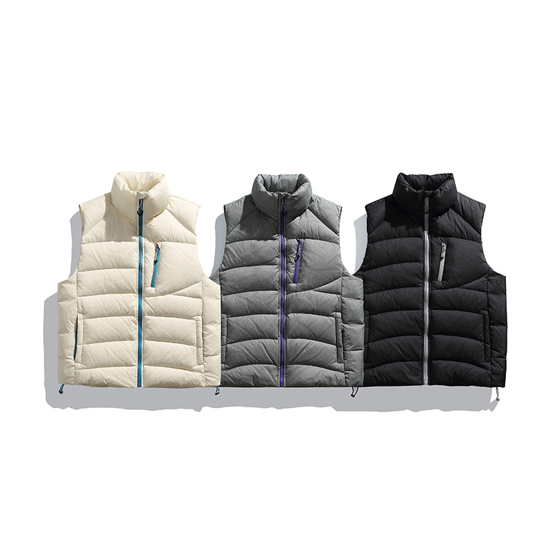 潮牌戶外雪中同款羽絨馬甲男女款90白鴨絨加厚防水工裝馬甲