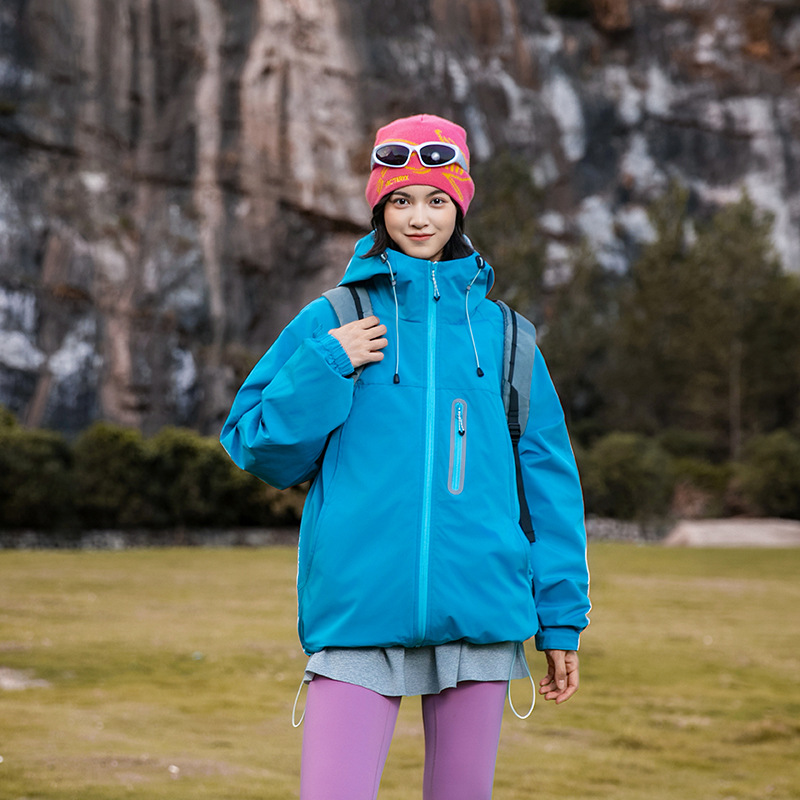 潮牌戶外防風三合一衝鋒衣輕薄羽絨服男女款搖粒絨內膽外套