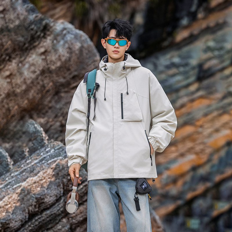 潮牌戶外運動防風三合一衝鋒衣輕薄羽絨服男女款搖粒絨外套