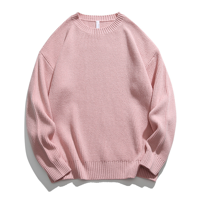 IZEXX美拉德純色圓領針織衫男款冬季潮牌寬鬆情侶休閒百搭毛衣潮