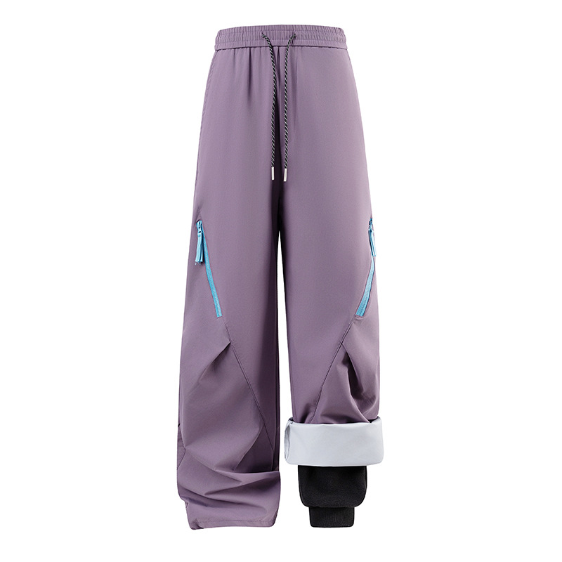 潮牌戶外三合一加厚羽絨衝鋒褲男女款防風保暖直筒工裝褲