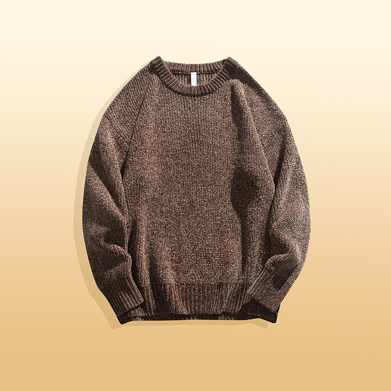 IZEXX潮牌秋冬美拉德色系針織衫漸變毛衣男寬鬆保暖情侶款羊毛衫