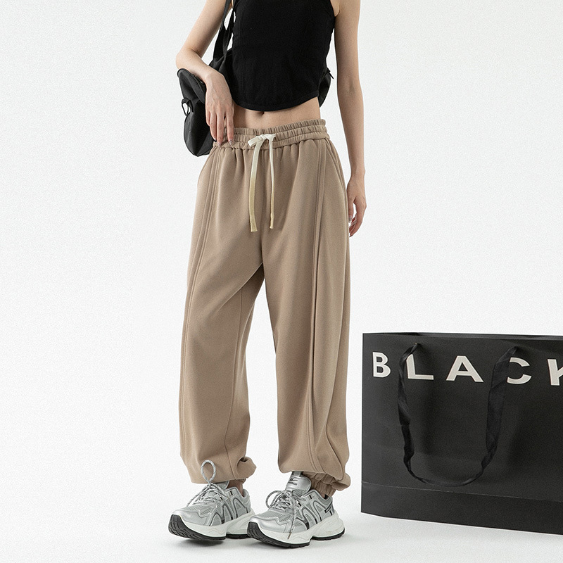 潮牌秋季新款美式束腳衛褲男女款運動休閒褲寬鬆垂感直筒褲