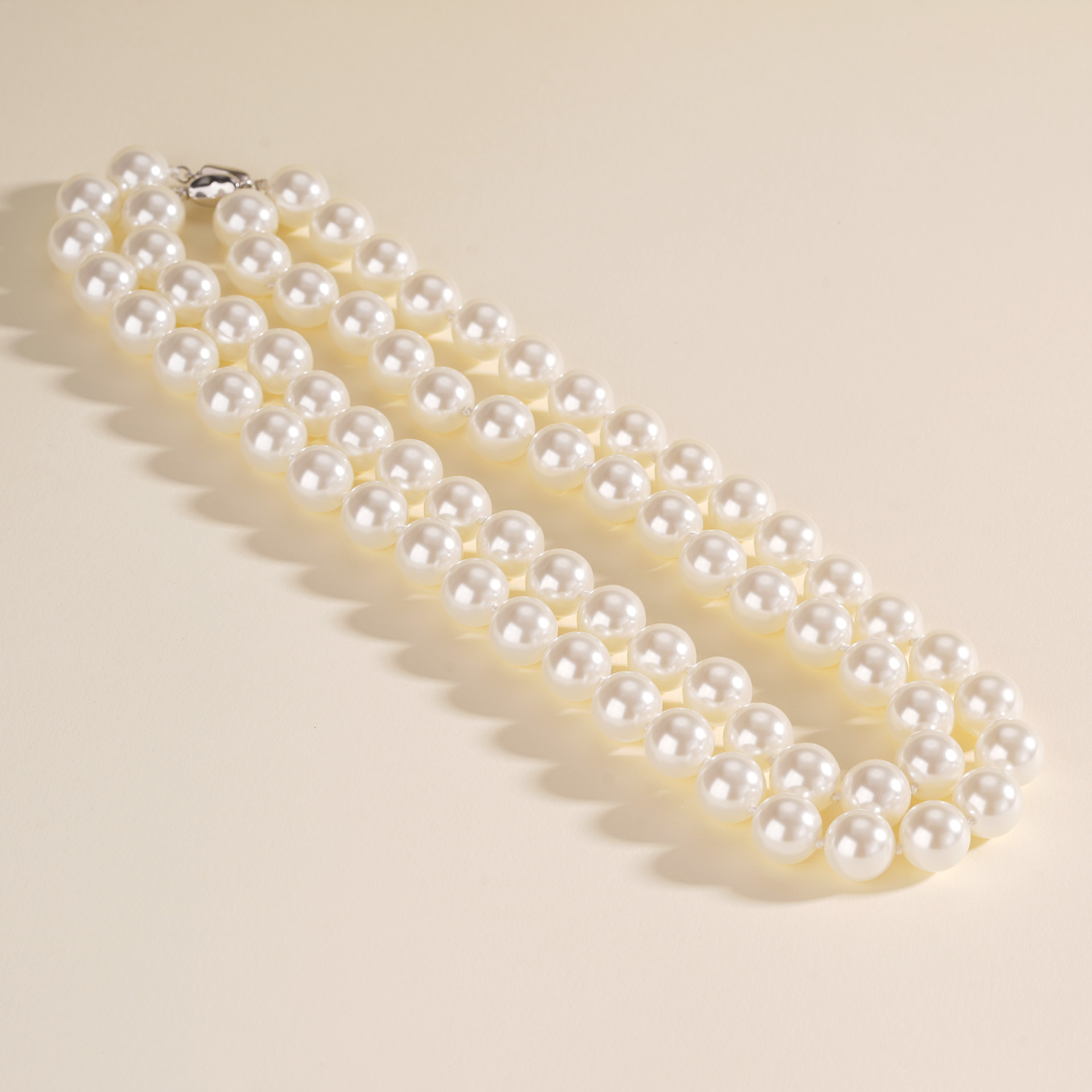 925 Sterling Silver French Knot Pearl Necklace