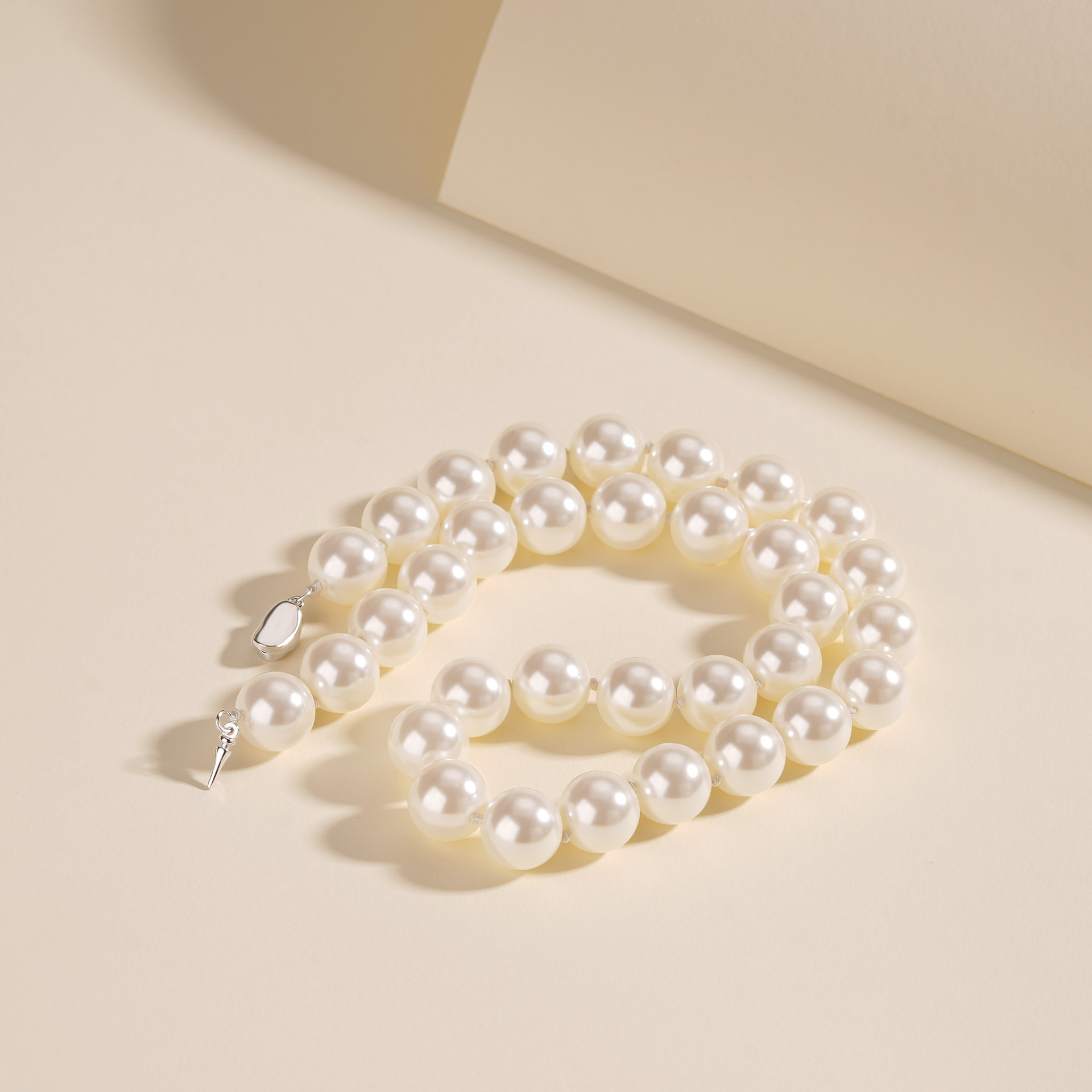 925 Sterling Silver French Knot Pearl Necklace