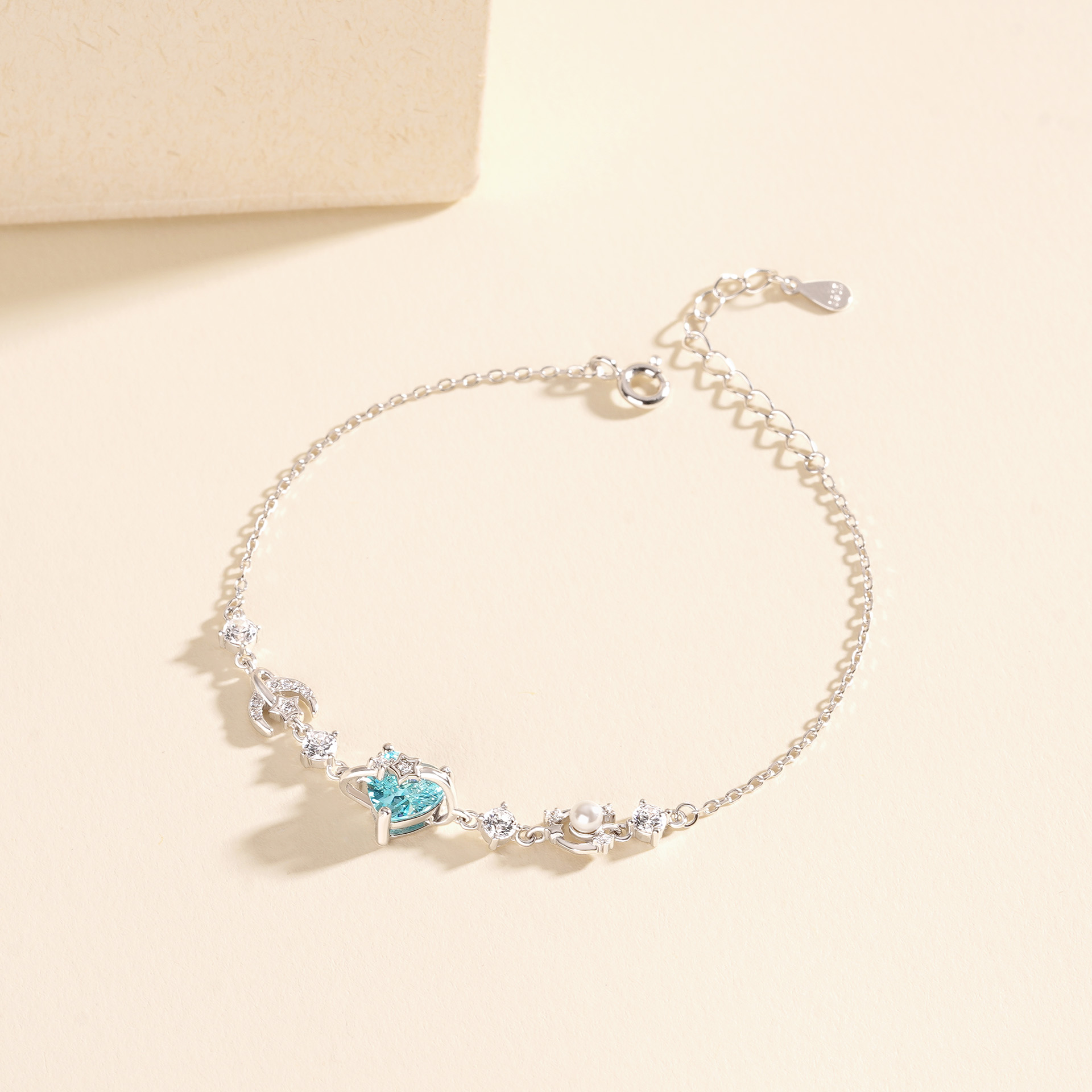 925 Sterling Silver Star Zircon Heart Bracelet