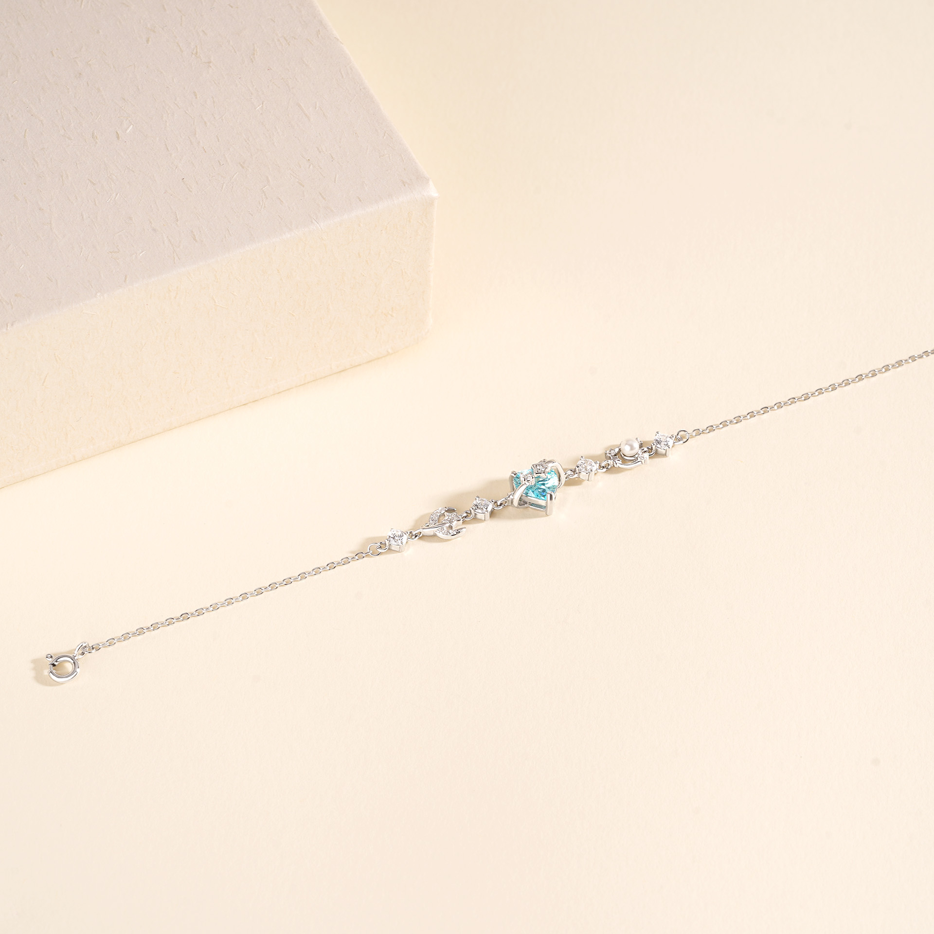 925 Sterling Silver Star Zircon Heart Bracelet