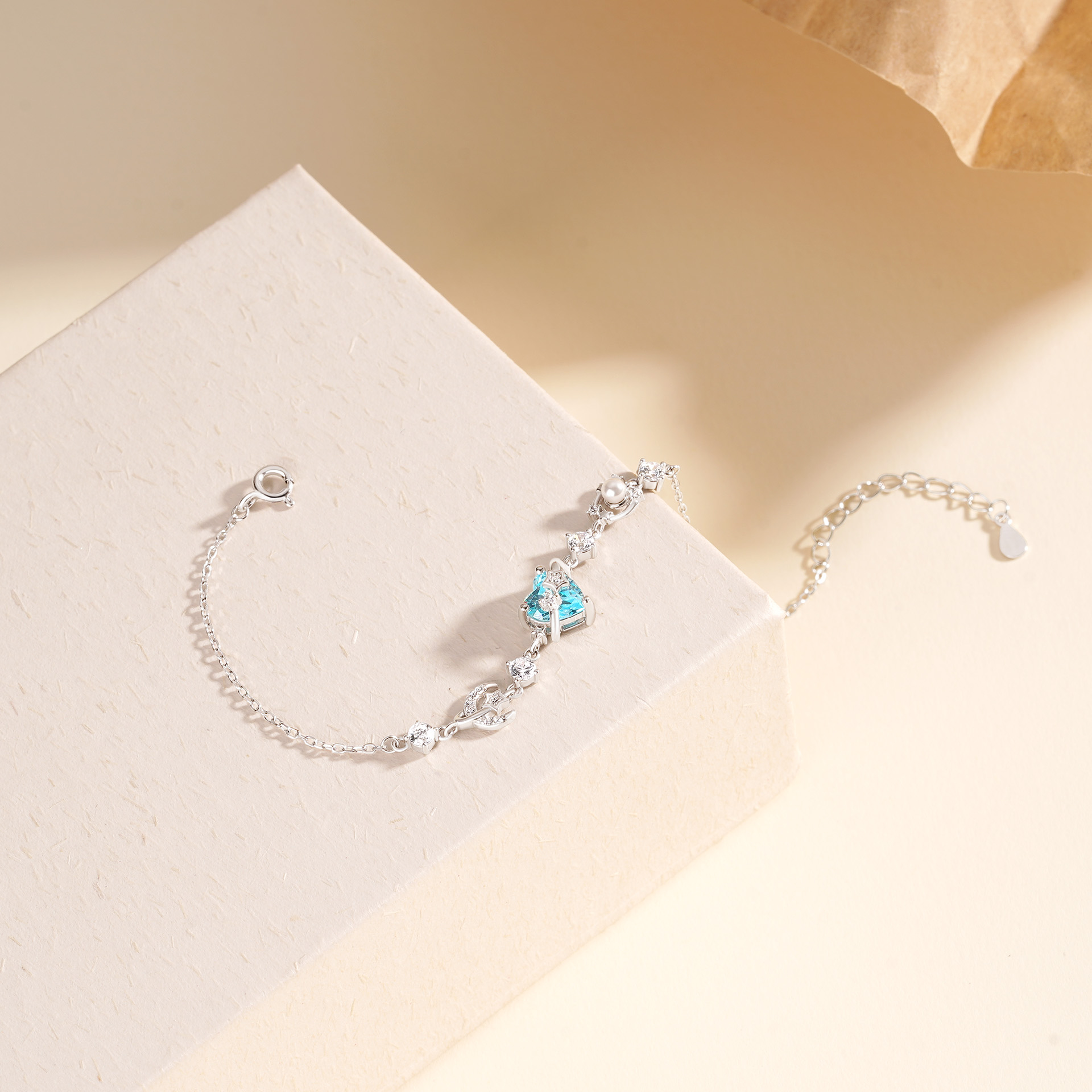 925 Sterling Silver Star Zircon Heart Bracelet
