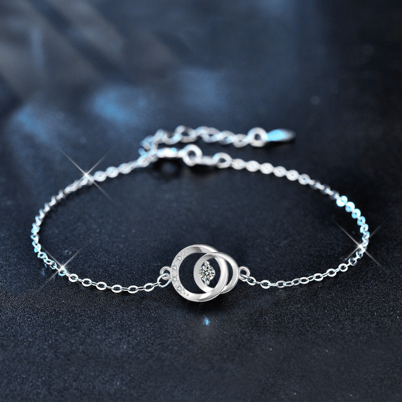 925 Sterling Silver Moissanite Interlocking Bracelet