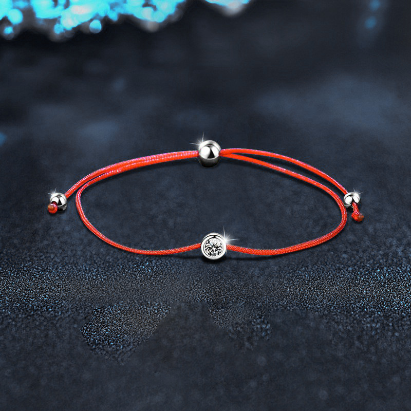 925 Sterling Silver Moissanite Red String Bracelet