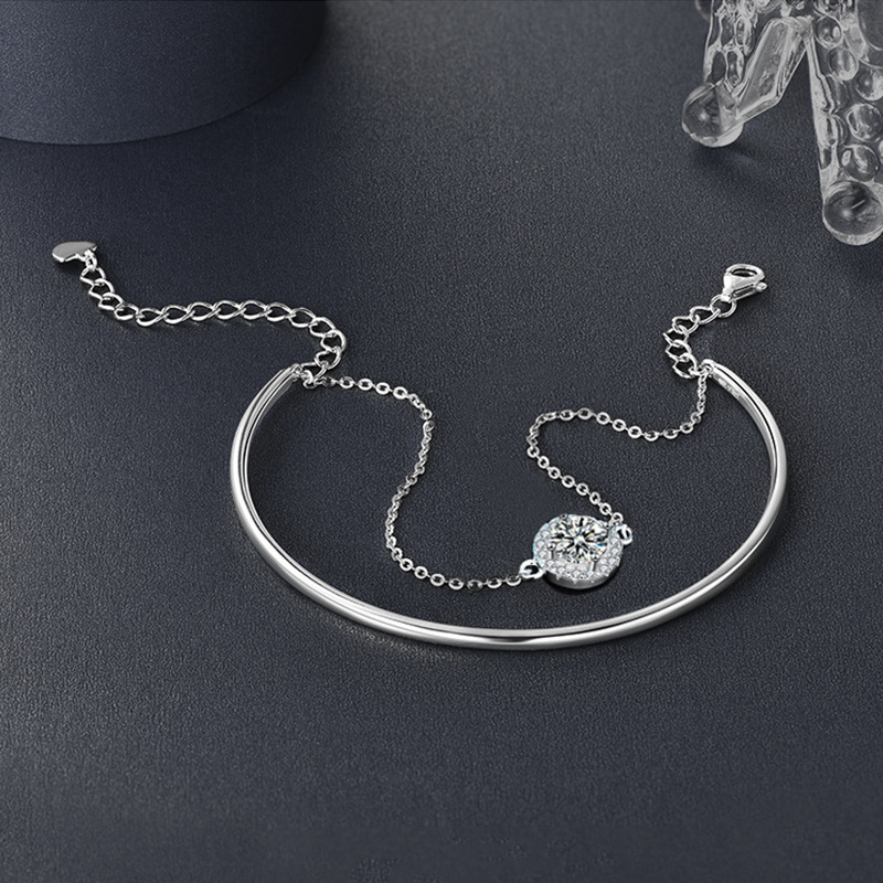 S925 silver moissanite stacked bracelet