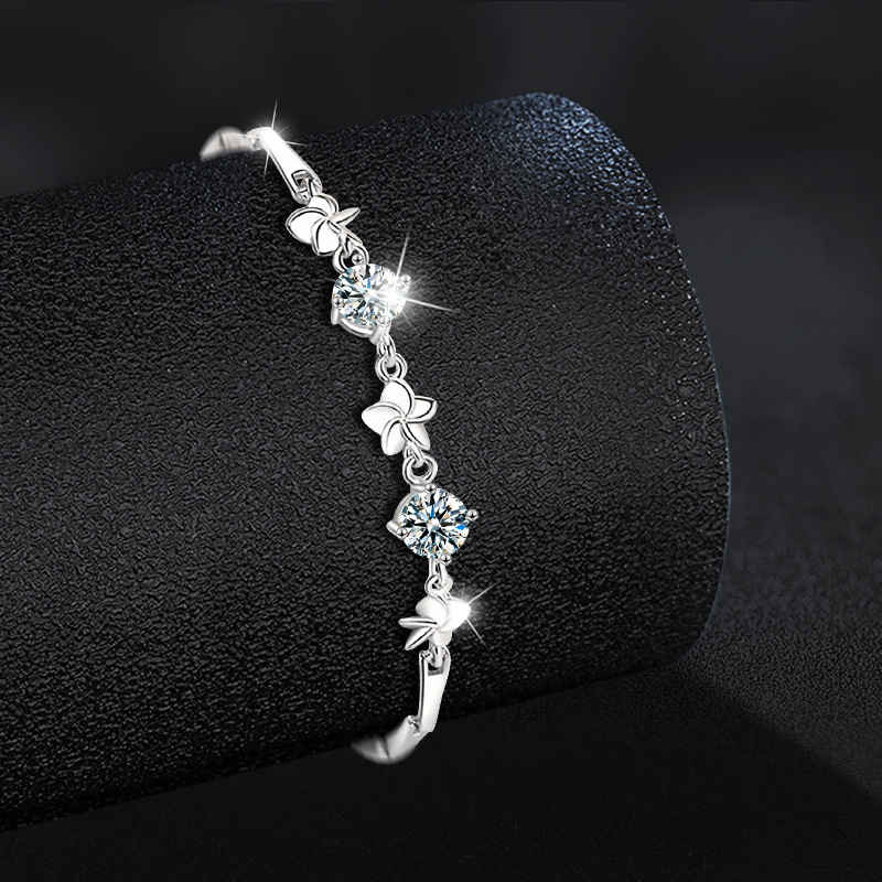 S925 Sterling Silver & Moissanite Five-Leaf Clover Bracelet