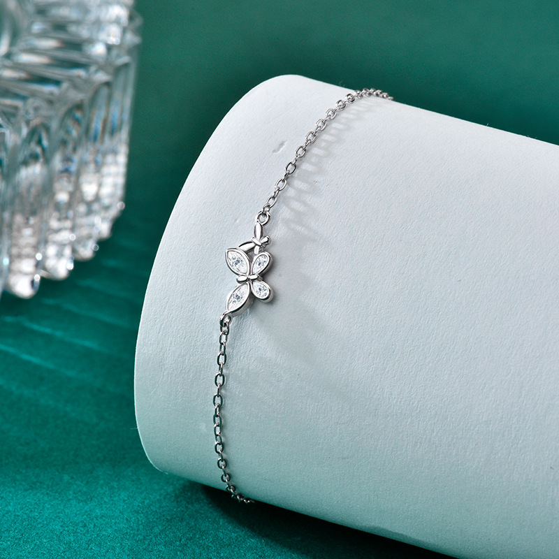 S925 Sterling Silver "Butterfly & Flower" Bracelet