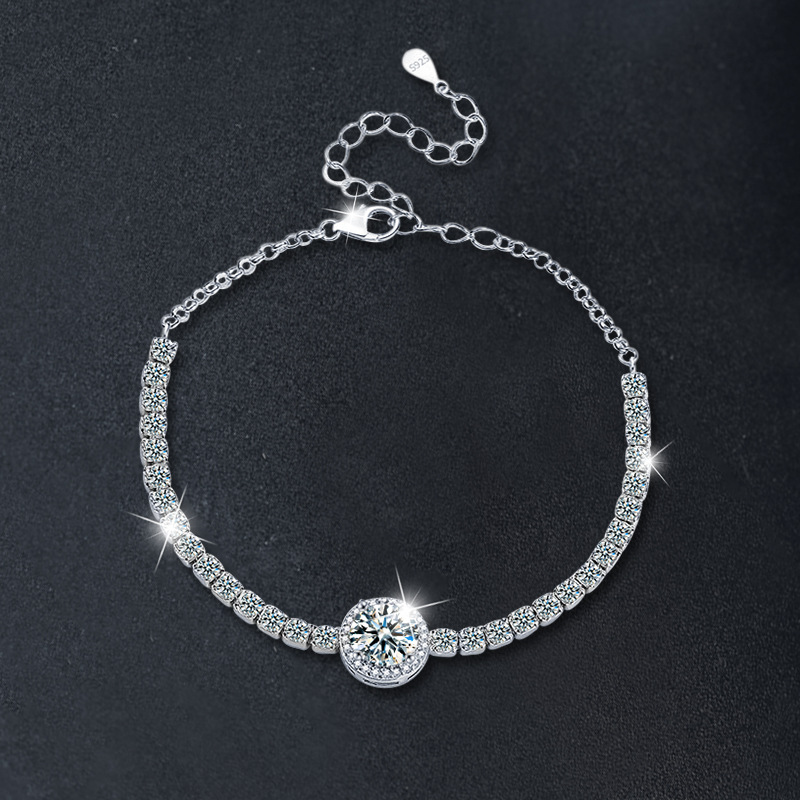 925 Sterling Silver Round-Set "Starry Sky" Moissanite Bracelet