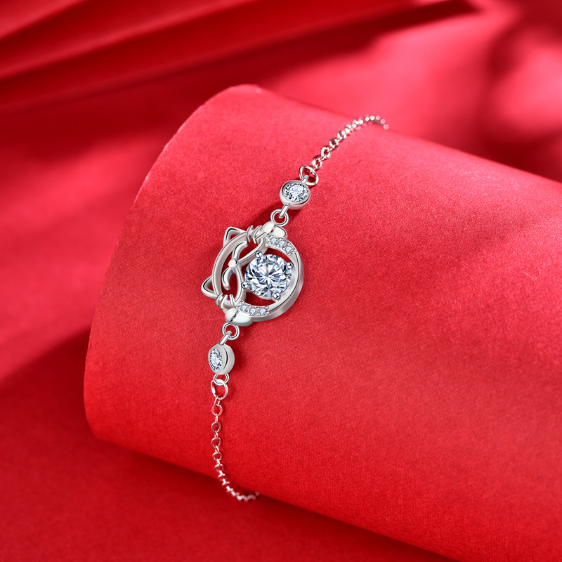 925 Sterling Silver Cute Cartoon Animal Moissanite Bracelet