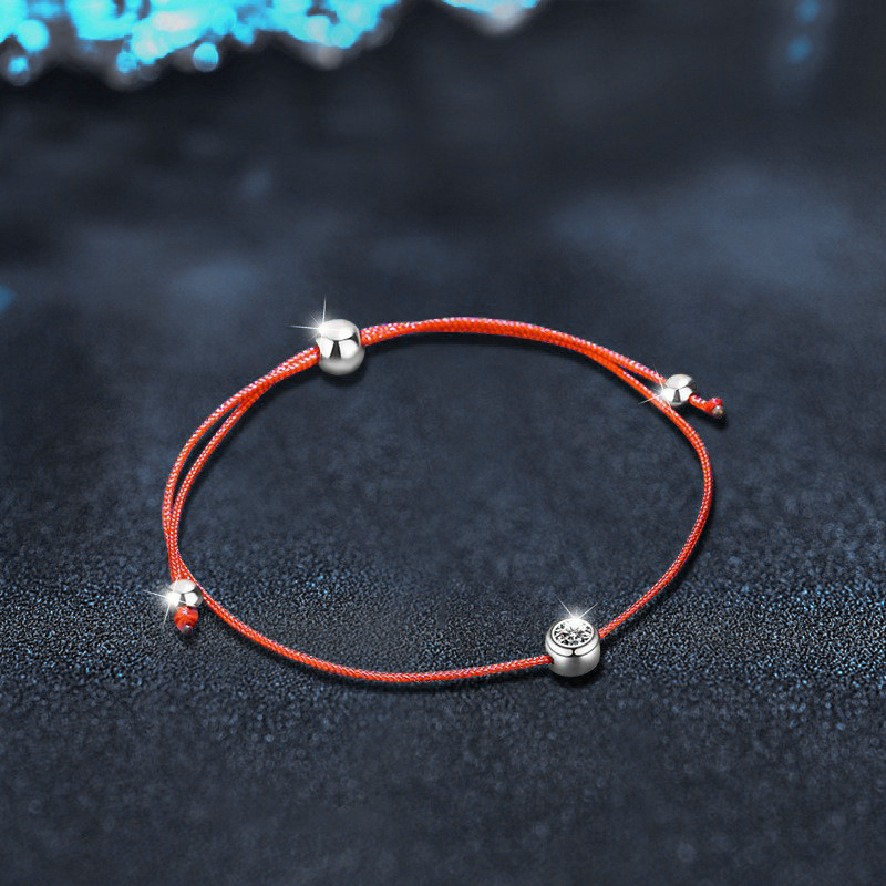 925 Sterling Silver Moissanite Red String Bracelet