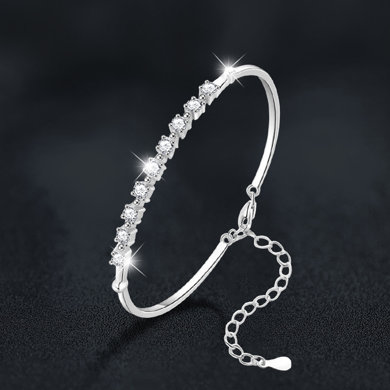 S925 Sterling Silver Moissanite Row Bracelet