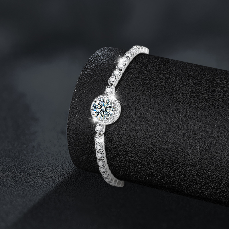 925 Sterling Silver Round-Set "Starry Sky" Moissanite Bracelet