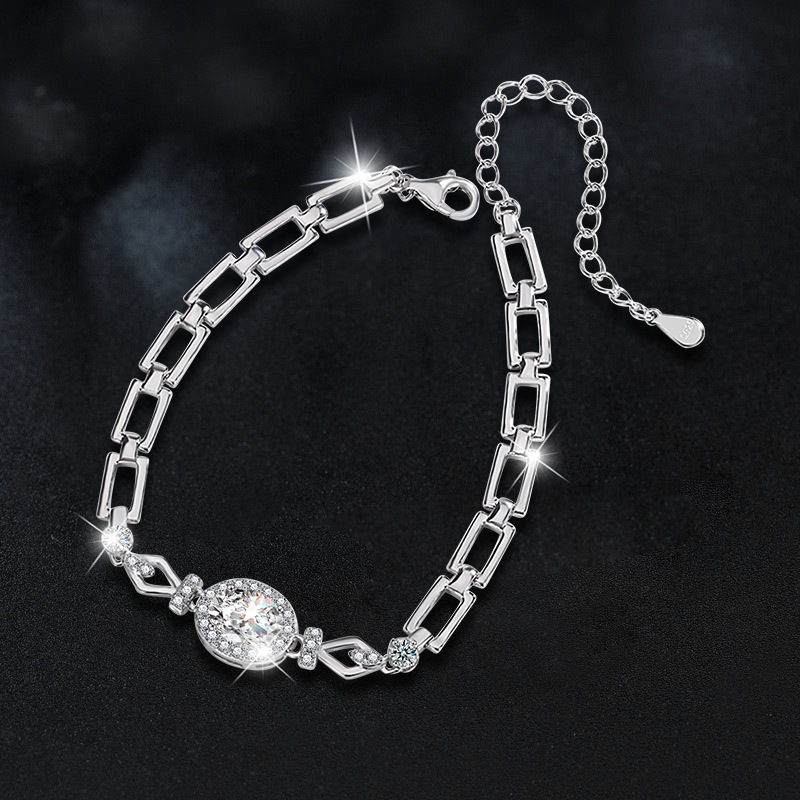S925 Sterling Silver & Moissanite Oval Bracelet