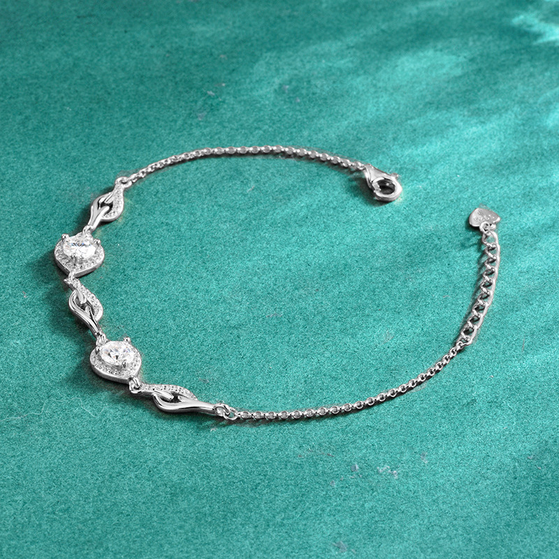 S925 Sterling Silver Butterfly Heart-Shaped Moissanite Bracelet