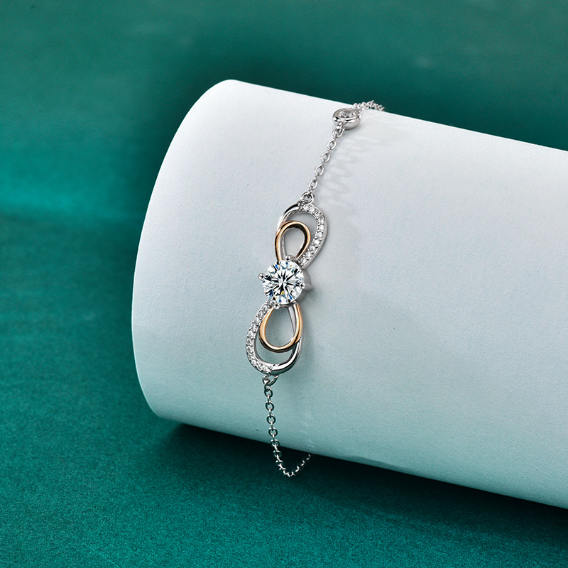 925 Sterling Silver Moissanite Figure 8 Bracelet
