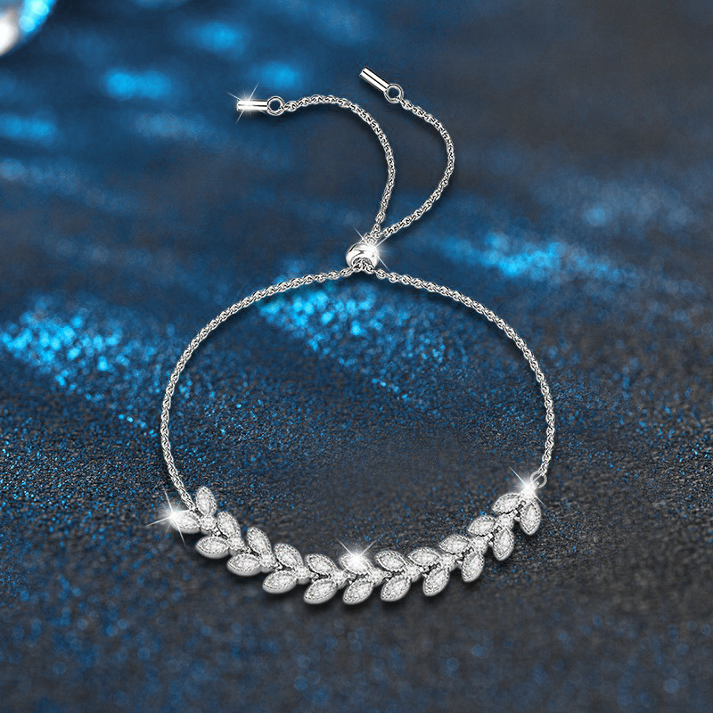 925 Sterling Silver Moissanite Wheat Ear Bracelet