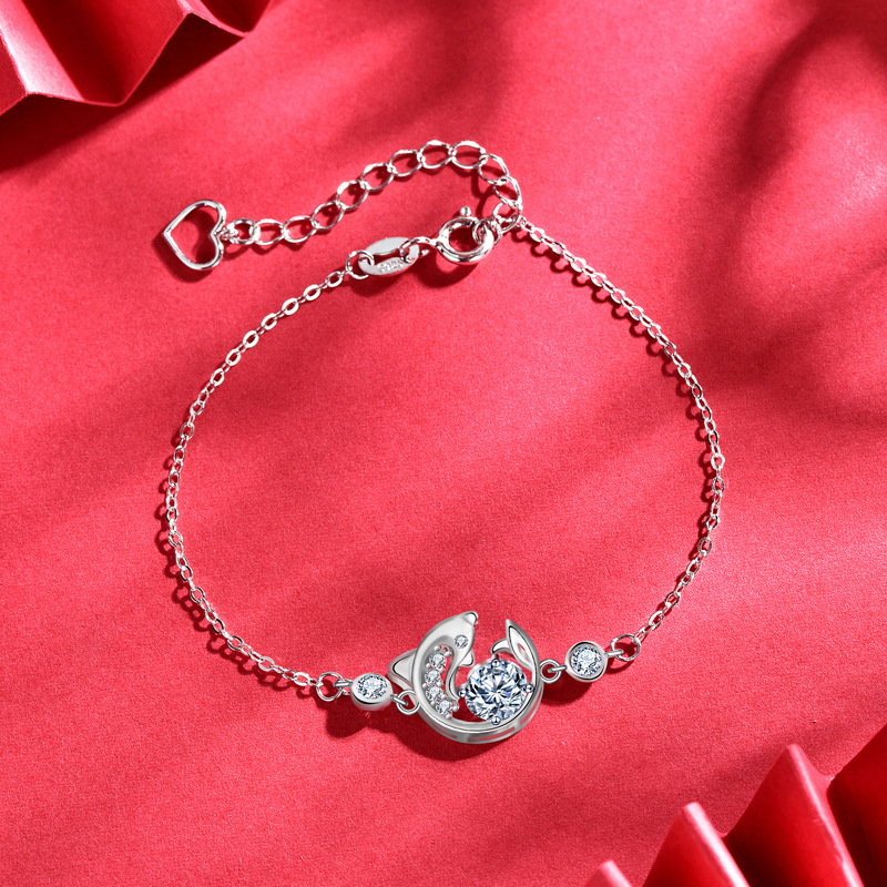 925 Sterling Silver Moissanite Koi Bracelet