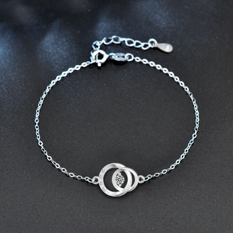 925 Sterling Silver Moissanite Interlocking Bracelet