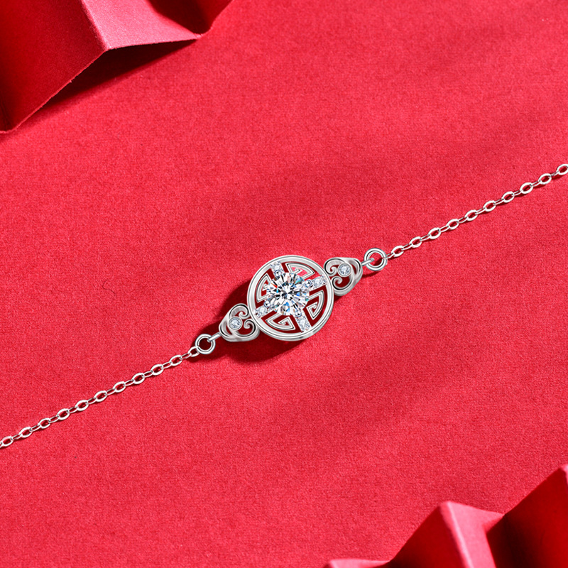 925 Sterling Silver Moissanite Coin Bracelet