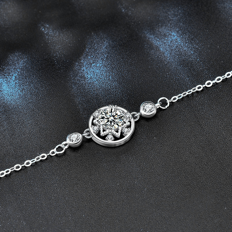 925 Sterling Silver Dream Network Round Moissanite Bracelet