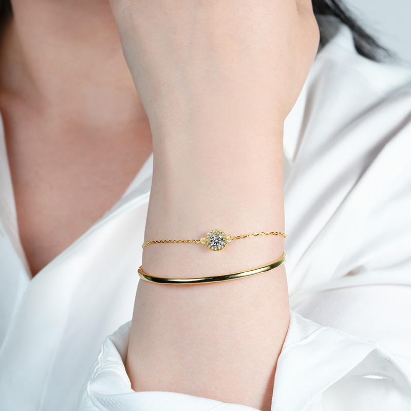 S925 silver moissanite stacked bracelet