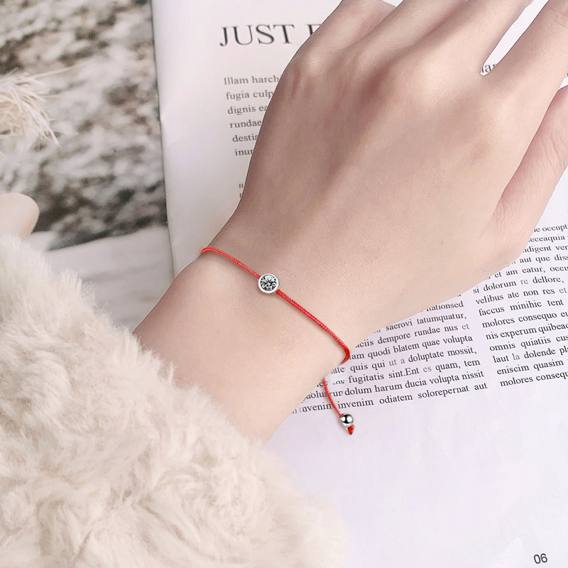 925 Sterling Silver Moissanite Red String Bracelet